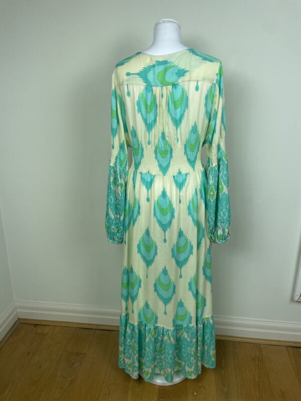 Aqua Print Long Sleeved Midi Dress