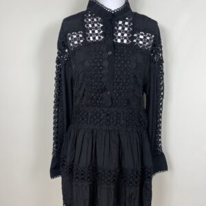 Black Broderie Anglaise Short Lined Dress