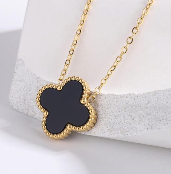 Double Sided Clover Necklace in Black