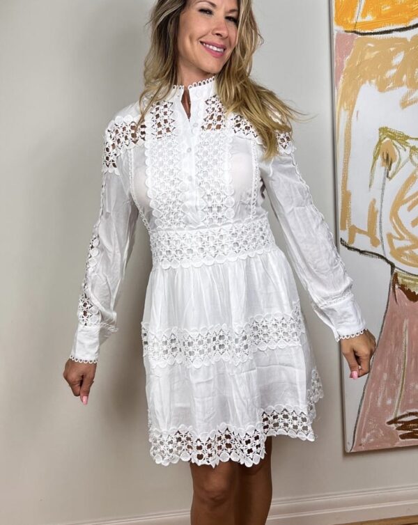 White Broderie Anglaise Short Lined Dress