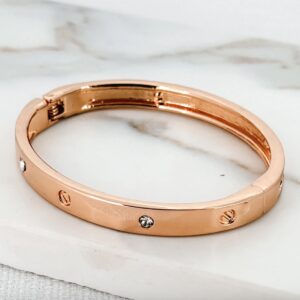 Gold Hinged Bangle with Crystal Detail