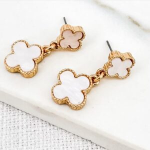 Envy Gold and White Double Fleur Earrings