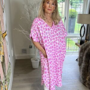 Pink Floral Print Shirt Dress