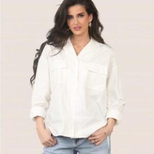 White Chest Pocket Structured Shirt