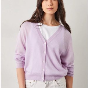 Edie Cashmere and Silk Cardigan in Lilac