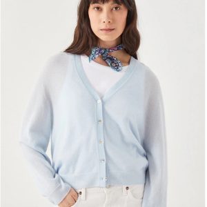 Edie Cashmere and Silk Cardigan in Blue