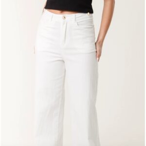 White Wide Leg Jean Trousers