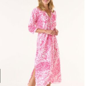 One Season Midi Poppy Hydra Pink Cotton Dress