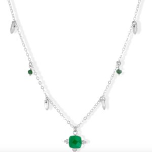 Ashiana Asia Silver Green Onyx Necklace