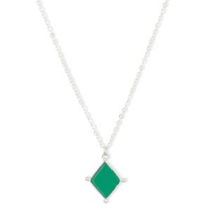 Ashiana Lyra Silver Green Onyx Necklace