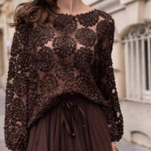 Embossed Sheer Long Sleeved Top