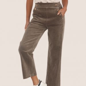 Corduroy Button Pocket Wide Leg Trouser
