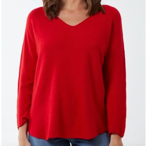 V-Neck Jumper With Raw Edge