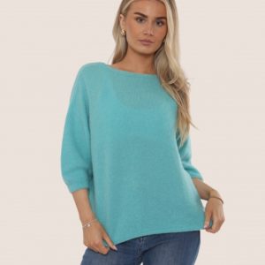 Alpaca Crew Neck Cropped Sleeved Jumper