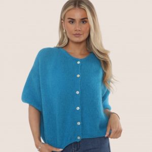Cropped Balloon Sleeve Mohair Cardigan