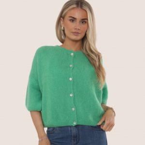 Cropped Balloon Sleeve Mohair Cardigan