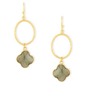 Ashiana Clover Labradorite Hoop Earrings