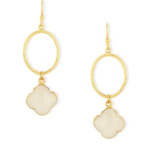 Ashiana Clover Hoop Earrings White
