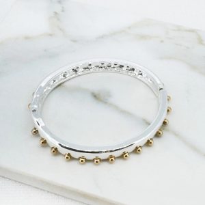 Envy Silver and Gold Two Tone Stud Hinged Bangle