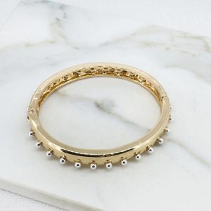 Envy Gold and Silver Two Tone Stud Hinged Bangle