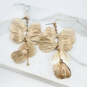 Envy Long Gold Petal Design Earring