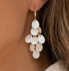 Envy Long White Shell Petal Earring