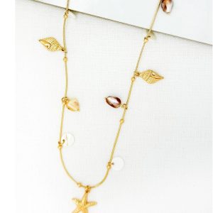 Envy Long Gold Shell Charm Necklace