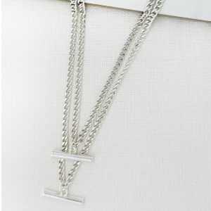 Envy Short Silver Double Layer T-Bar Necklace