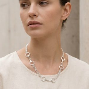 Envy Short Silver Chain Necklace with Softbit Design