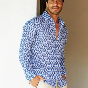 Aspiga Men's Batik Printed Organic Cotton Shirt
