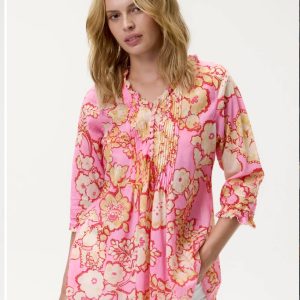 One Season Poppy Cotton Top - Pink Coral Bay