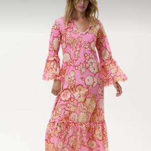 One Season Long Indi Cotton Dress - Pink Coral Bay