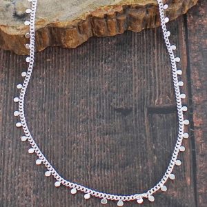 Short Delicate Silver Plated Disc Necklace