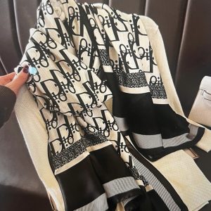 Designer Inspired Silky Scarf in Black or Navy