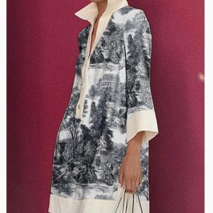 Black and White Long Sleeved Lapel Short Dresses