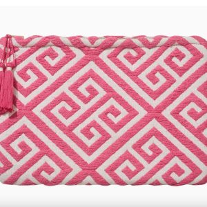 Ashiana Pink Geometric Jacquard Pouch