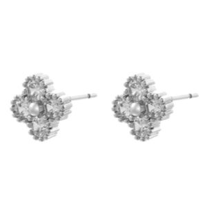 Crystal Clover Earring in Clear and Silver