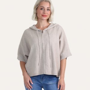 Hooded Drawstring Knit Jacket