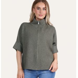 Funnel Neck Short Sleeve Knitted Jacket