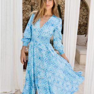 Sophia Alexia Azure Mosaic St Tropez Maxi Dress