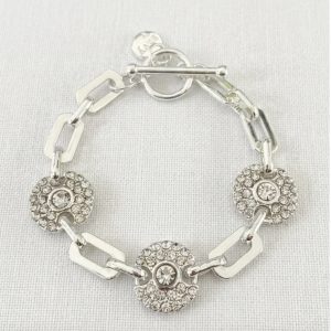 Envy Silver Link Bracelet with Diamante Circle Detail