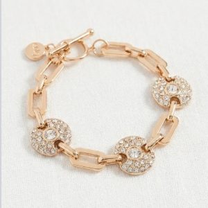 Envy Gold Link Bracelet with Diamante Circle Detail