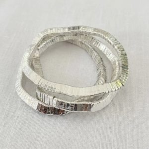 Envy Silver Three Layered Snake Design Stretch Bracelet