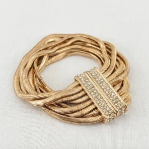 Envy Multi Layered Gold Snake Chain Bracelet with Diamante