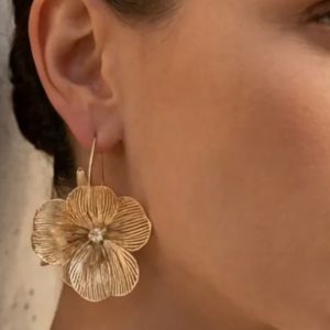Envy Long Gold Petal Design Earring