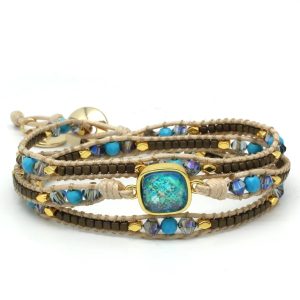 Boho Betty America Turquoise Gemstone 3 Wrap Bracelet