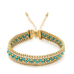 Boho Betty Isla Turquoise Gold Braided Bracelet