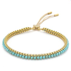 Boho Betty Zena Turquoise Howlite & Gold Braided Bracelet