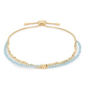 Boho Betty Juniper Gold & Blue Topaz Double Strand Bracelet