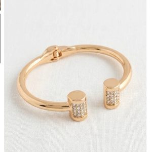 Envy T-Bar Diamante Embellished Bangle in Gold